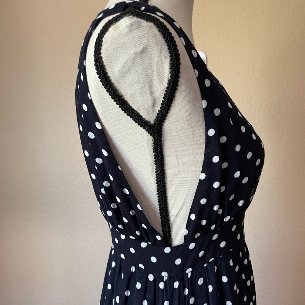 NWT Lucca Couture Polka Dot Maxi Open Back V Neck Dress S/4 Waist 27” - Picture 8 of 11